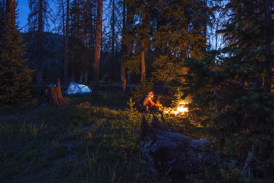 people sitting by campfire in a campsite